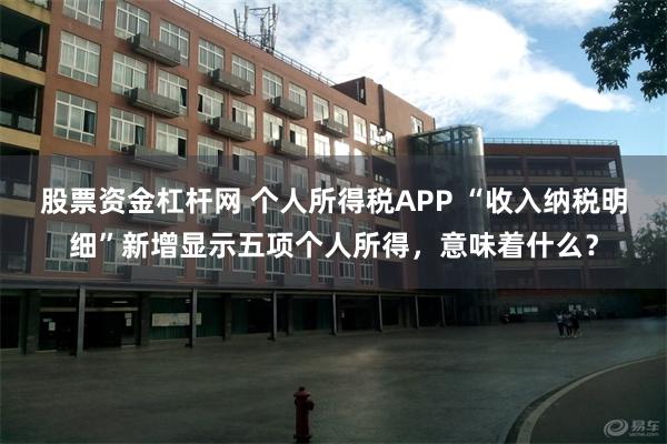 股票资金杠杆网 个人所得税APP “收入纳税明细”新增显示五项个人所得，意味着什么？