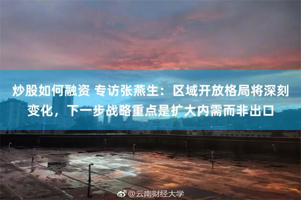 炒股如何融资 专访张燕生：区域开放格局将深刻变化，下一步战略重点是扩大内需而非出口