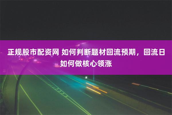 正规股市配资网 如何判断题材回流预期，回流日如何做核心领涨