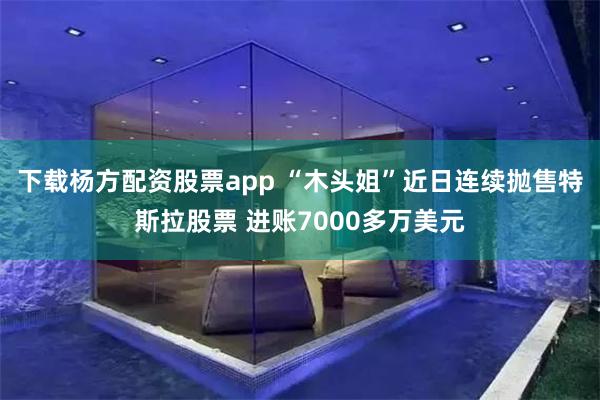 下载杨方配资股票app “木头姐”近日连续抛售特斯拉股票 进账7000多万美元