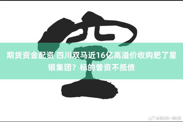 期货资金配资 四川双马近16亿高溢价收购肥了星银集团？标的曾资不抵债