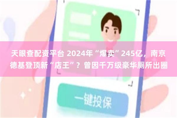 天眼查配资平台 2024年“爆卖”245亿，南京德基登顶新“店王”？曾因千万级豪华厕所出圈